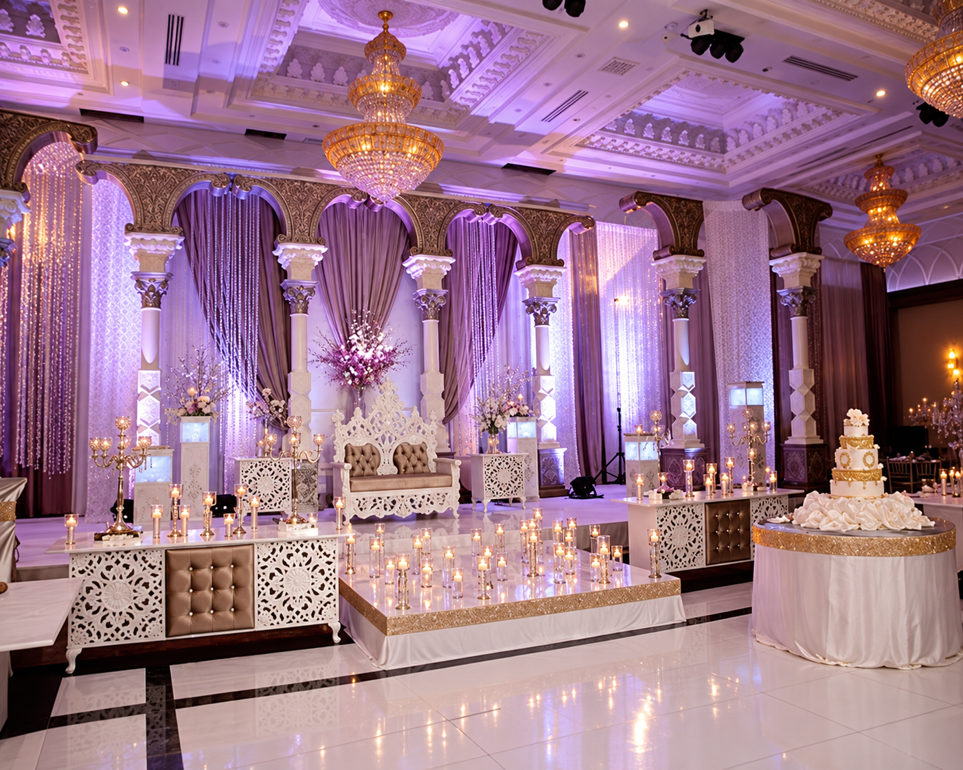 Luxury South Asian banquet appetizers display