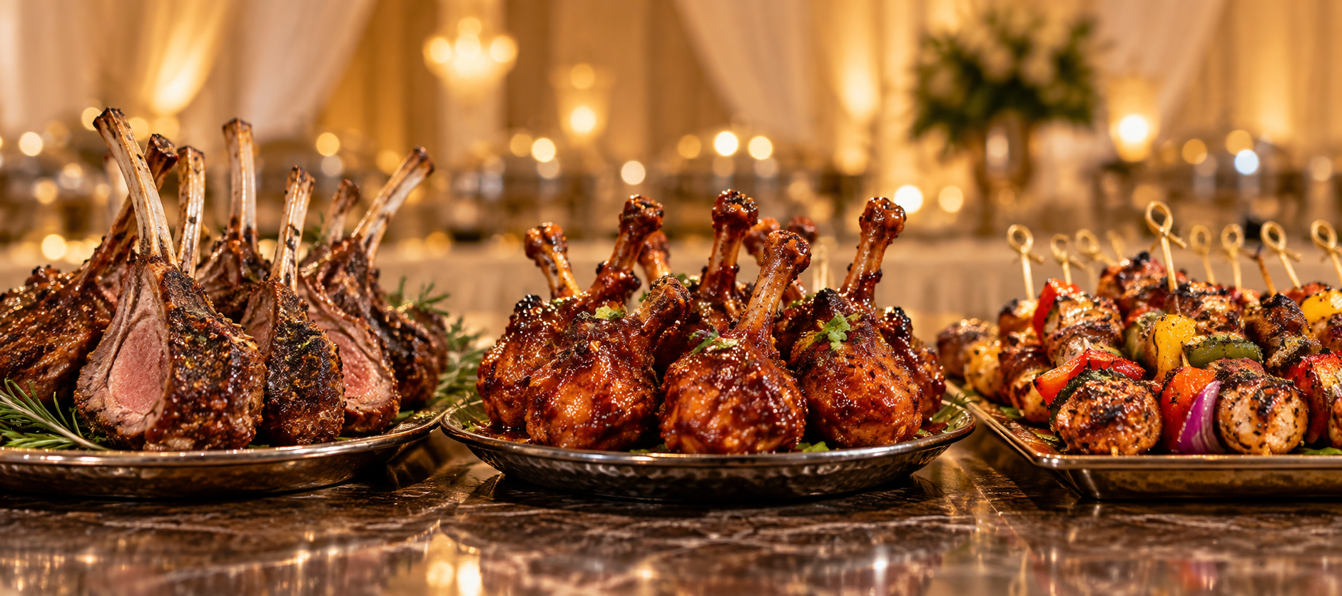 Luxury South Asian banquet appetizers display