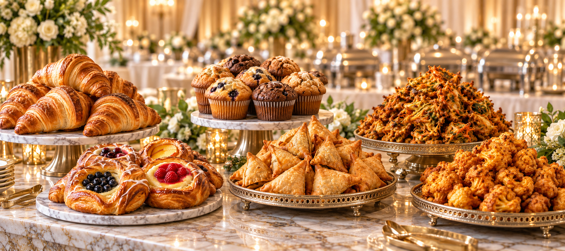 Luxury South Asian appetizers display