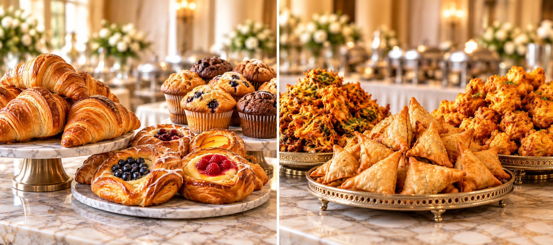 Luxury South Asian banquet appetizers display