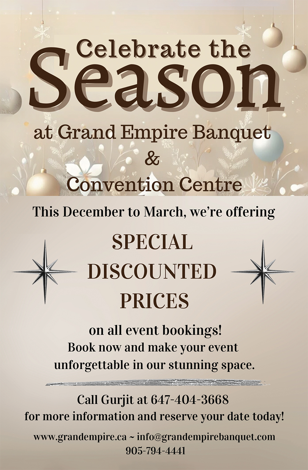Celebrate the Season at Grand Empire seasonal brochure preview